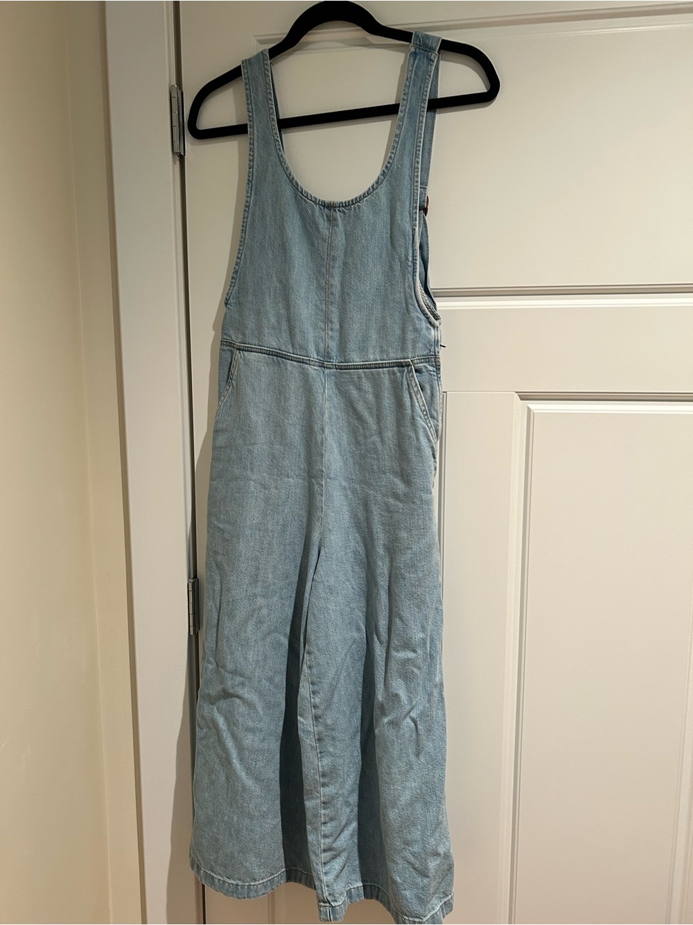 Layla denim overalls: Marine Layer Light Blue Wide-Leg Denim Overalls - Picture 7 of 7